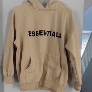 Essentials Tan Hoodie with Black Logo